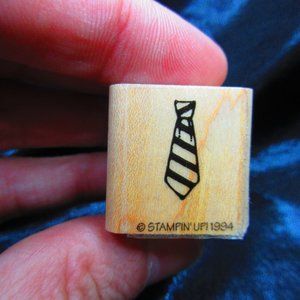 Tie Wood Mounted Stamp 1" X 1"